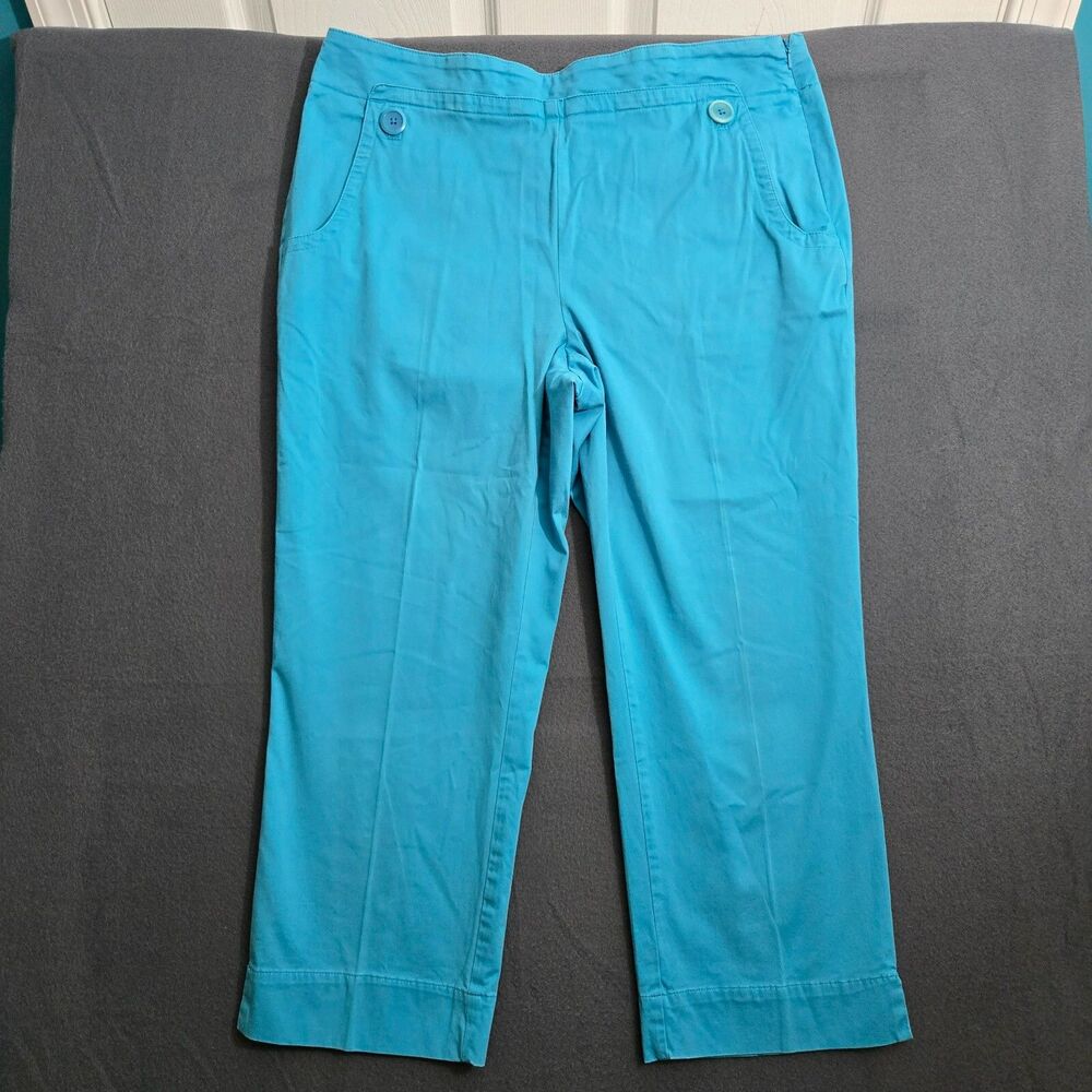 Talbots Women 12 Turquoise Blue Stretch Cropped Sailor Pants
